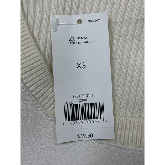 Banana Republic White Mixed Knit Sweater With Ribbed Sleeves Womens Size XS- New - Picture 7 of 8